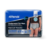 Attends® For Men Male Adult Absorbent Underwear Pull On with Tear Away Seams Small / Medium Disposable Heavy Absorbency (1039113_BG) 20/BG