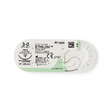 Ethilon™ Nonabsorbable Suture with Needle Nylon PS-2 3/8 Circle Precision Reverse Cutting Needle Size 3-0 Monofilament (130320_DZ) 12/DZ