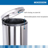 McKesson Trash Can 32 Quart / 8 gal. Silver Metal Round (1223690_EA) 1/EA