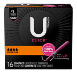 U by Kotex® Click® Tampon Super Plus Absorbency Plastic Applicator Individually Wrapped (1184200_CS) 128/CS