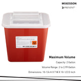 McKesson Prevent® Sharps Container Red Base 10-1/4 H X 7 W X 10-1/2 D Inch Horizontal Entry 2 Gallon (855063_EA) 1/EA