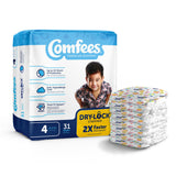 Comfees® Unisex Baby Diaper Size 4 Disposable Moderate Absorbency (993246_CS) 124/CS