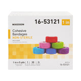 McKesson Cohesive Bandage 1 Inch X 5 Yard Self-Adherent Closure Purple / Pink / Green / Light Blue / Royal Blue / Red NonSterile Standard Compression (1032956_CS) 30/CS
