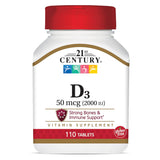 21st Century® Vitamin Supplement Vitamin D 2,000 IU Strength Tablet 110 per Bottle (852701_BT) 1/BT