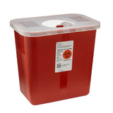 SharpSafety™ Sharps Container Red Base 10 H X 10-1/2 W X 7-1/4 D Inch Vertical Entry 2 Gallon (138112_CS) 20/CS