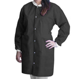 FitMe™ Lab Coat Black Large Knee Length 3-Layer SMS Disposable (1194496_BG) 10/BG