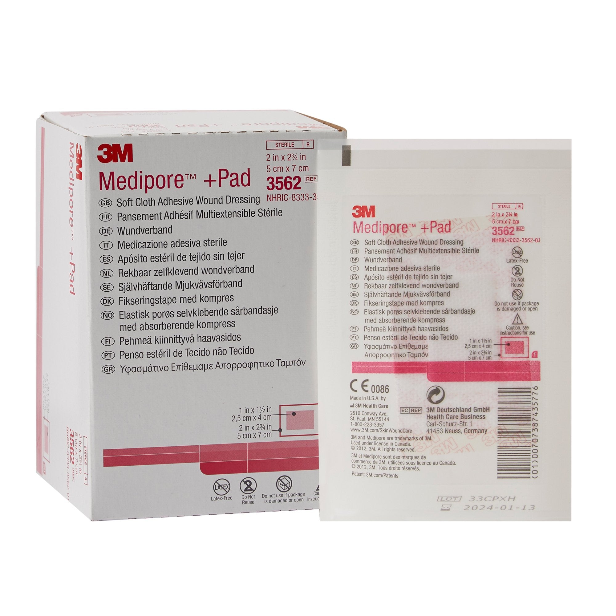 3M™ Medipore™ Composite Dressing 2 X 2-3/4 Inch Rectangle Sterile Nonw