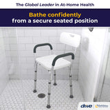 drive™ Bath Bench Padded Removable Arms Aluminum Frame With Backrest 16 Inch Seat Width 300 lbs. Weight Capacity (1032859_EA) 1/EA
