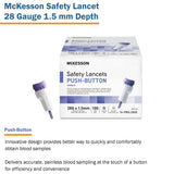McKesson Safety Lancet 28 Gauge Retractable Push Button Activation Finger (1217991_BX) 100/BX