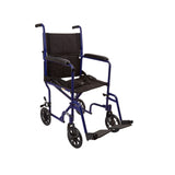 McKesson Transport Chair 19 Inch Seat Width Full Length Arm Swing-Away Footrest Aluminum Frame with Blue Finish (1065256_EA) 1/EA