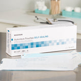 McKesson Sterilization Pouch Ethylene Oxide (EO) Gas / Steam 3-1/2 X 9 Inch Transparent Blue / White Self Seal Paper / Film (960943_BX) 200/BX