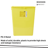 McKesson Prevent® Chemotherapy Waste Container Yellow Base 20-4/5 H X 17-3/10 W X 13 L Inch Vertical Entry 12 Gallon (869602_CS) 8/CS