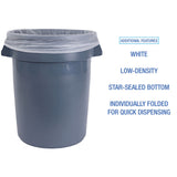 Boardwalk® Trash Bag 60 gal. White LLDPE 0.70 mil 38 X 58 Inch Star Seal Bottom Flat Pack (1190907_CS) 100/CS