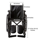 McKesson Wheelchair Dual Axle Desk Length Arm Swing-Away Elevating Legrest Black Upholstery 16 Inch Seat Width Adult 250 lbs. Weight Capacity (1065273_EA) 1/EA