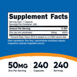 nutricost® Dietary Supplement Zinc Picolinate 50 mg Strength Capsule 240 Per Bottle (1270263_CS) 12/CS