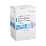 McKesson Confiderm® STR Exam Glove Medium Sterile Pair Nitrile Standard Cuff Length Textured Fingertips Blue Not Rated (1065406_BX) 50/BX