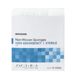 McKesson Nonwoven Sponge 4 X 4 Inch 4-Ply Sterile 2 per Pack (482411_BX) 25/BX