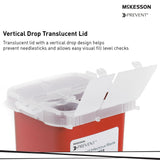 McKesson Prevent® Sharps Container Red Base 6-1/4 H X 4-1/4 W X 4-1/4 D Inch Vertical Entry 0.25 Gallon (855064_EA) 1/EA