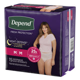 Depend® Night Defense® Female Adult Absorbent Underwear Waistband Style Medium Disposable Heavy Absorbency (1163806_PK) 15/PK