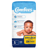 Comfees® Unisex Baby Diaper Size 1 Disposable Moderate Absorbency (907019_BG) 50/BG