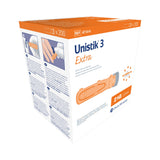 Unistik 3 Safety Lancet 21 Gauge Retractable Push Button Activation Finger (539417_BX) 200/BX