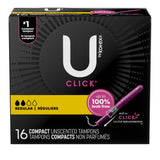 U by Kotex® Click® Tampon Regular Absorbency Plastic Applicator Individually Wrapped (1184198_CS) 128/CS