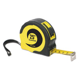 Boardwalk® Easy Grip Tape Measure, 25 ft, Plastic Case, Black and Yellow, 1/16" Graduations (BWKTAPEM25) Each