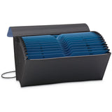 Smead™ Handy File with Pockets, 21 Sections, Elastic Cord Closure, 1/2-Cut Tabs, Check Size, Black/Blue (SMD70506) Each
