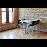 Safco® Vy Sled Base Bistro Chair, Supports Up to 350 lb, 30.5" Seat Height, Black Seat, Black Back, Silver Base (SAF4295BL) Each