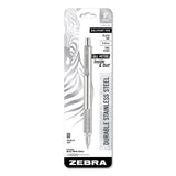 Zebra® F-701 Ballpoint Pen, Retractable, Fine 0.7 mm, Black Ink, Stainless Steel/Black Barrel (ZEB29411) Each