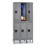 Tennsco Double Tier Locker with Legs, Triple Stack, 36w x 18d x 78h, Medium Gray (TNNDTS1218363MG) Each