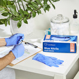 CareStock™ Exam Glove Large NonSterile Nitrile Standard Cuff Length Textured Fingertips Blue Chemo Tested (1230898_BX) 200/BX