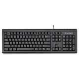 Kensington® Keyboard for Life Slim Spill-Safe Keyboard, 104 Keys, Black (KMW64370) Each