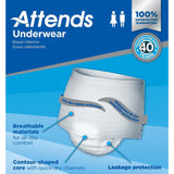Attends® Unisex Adult Absorbent Underwear Pull On with Tear Away Seams X-Large Disposable Heavy Absorbency (522095_CS) 4/CS