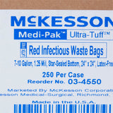 McKesson Biohazard Waste Bag Biohazard Symbol / Infectious Waste 7 to 10 gal. Red 24 X 24 Inch (185449_CS) 250/CS