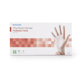 McKesson Confiderm® Exam Glove Medium NonSterile Vinyl Standard Cuff Length Smooth Clear Not Rated (871023_BX) 50/BX