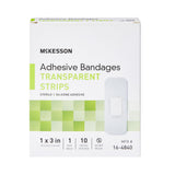 McKesson Waterproof Adhesive Strip 1 X 3 Inch Silicone Rectangle Sheer Sterile (1083097_EA) 1/EA