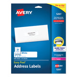 Avery® Easy Peel White Address Labels w/ Sure Feed Technology, Laser Printers, 1 x 4, White, 20/Sheet, 25 Sheets/Pack (AVE5261) Pack of 500