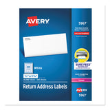 Avery® White Address Labels w/ Sure Feed Technology for Laser Printers, Laser Printers, 0.5 x 1.75, White, 80/Sheet, 250 Sheets/Box (AVE5967) Box of 20000