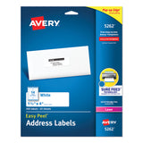 Avery® Easy Peel White Address Labels w/ Sure Feed Technology, Laser Printers, 1.33 x 4, White, 14/Sheet, 25 Sheets/Pack (AVE5262) Pack of 350