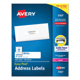 Avery® Easy Peel White Address Labels w/ Sure Feed Technology, Laser Printers, 1 x 4, White, 20/Sheet, 100 Sheets/Box (AVE5161) Box of 2000