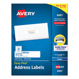Avery® Easy Peel White Address Labels w/ Sure Feed Technology, Inkjet Printers, 1 x 4, White, 20/Sheet, 100 Sheets/Box (AVE8461) Box of 2000