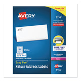 Avery® Easy Peel White Address Labels w/ Sure Feed Technology, Laser Printers, 0.66 x 1.75, White, 60/Sheet, 100 Sheets/Pack (AVE5155) Pack of 6000