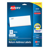 Avery® Easy Peel White Address Labels w/ Sure Feed Technology, Inkjet Printers, 0.66 x 1.75, White, 60/Sheet, 25 Sheets/Pack (AVE8195) Pack of 1500
