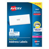 Avery® Easy Peel White Address Labels w/ Sure Feed Technology, Laser Printers, 1 x 2.63, White, 30/Sheet, 250 Sheets/Pack (AVE5960) Box of 7500