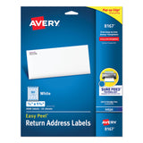 Avery® Easy Peel White Address Labels w/ Sure Feed Technology, Inkjet Printers, 0.5 x 1.75, White, 80/Sheet, 25 Sheets/Pack (AVE8167) Pack of 2000