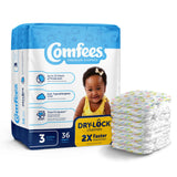 Comfees® Unisex Baby Diaper Size 3 Disposable Moderate Absorbency (993245_CS) 144/CS