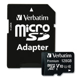 Verbatim® 128GB Premium microSDXC Memory Card with Adapter, UHS-I V10 U1 Class 10, Up to 90MB/s Read Speed (VER44085) Each