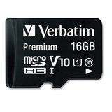 Verbatim® 16GB Premium microSDHC Memory Card with Adapter, UHS-I V10 U1 Class 10, Up to 80MB/s Read Speed (VER44082) Each