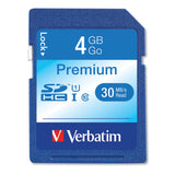 Verbatim® 4GB Premium SDHC Memory Card, UHS-I U1 Class 10, Up to 30MB/s Read Speed (VER96171) Each